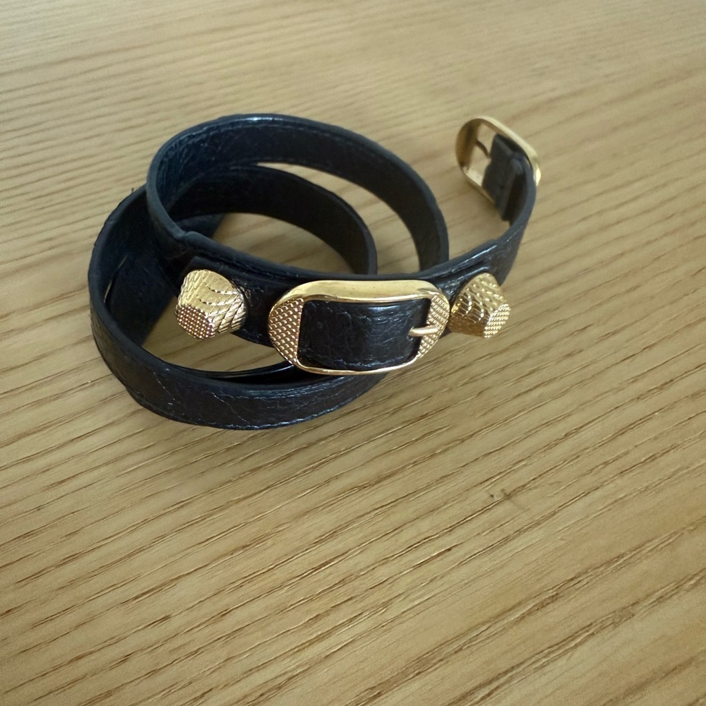 Balenciaga Black Wrap Bracelet with Gold Details - Picture 2 of 2